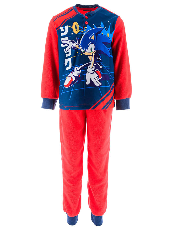 Sonic Piżama polarowa "Sonic modern" w kolorze niebiesko-czerwonym rozmiar: 104