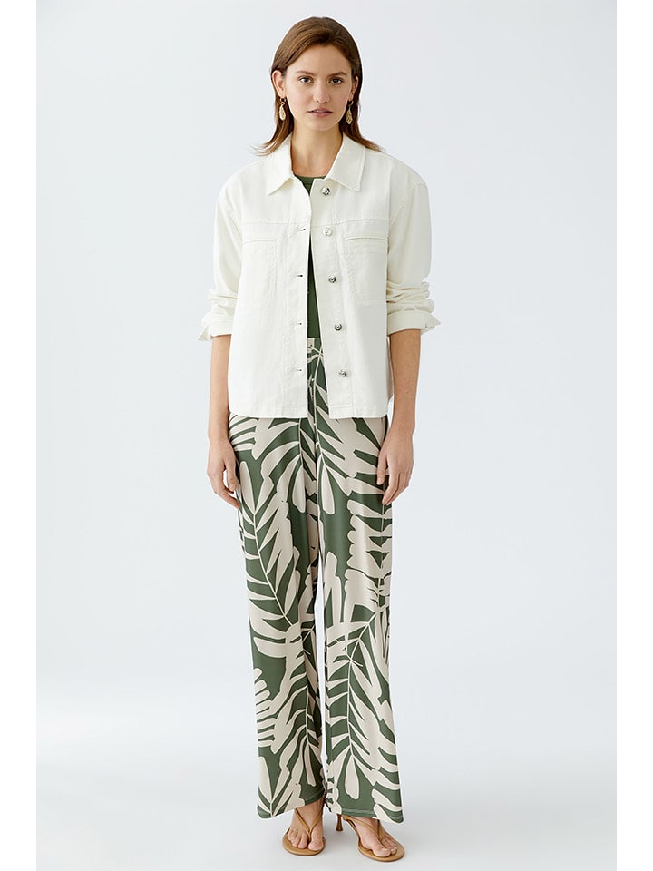 Oui Spodnie w kolorze zielono-białym rozmiar: 42