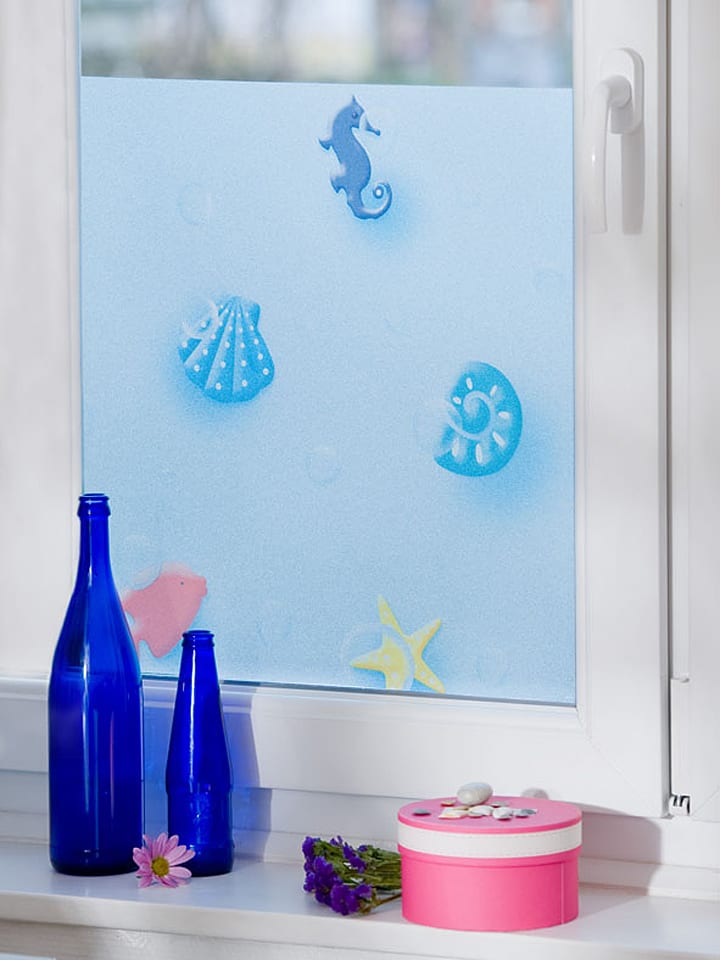 Calitex Folia ochronna "Alicante" w kolorze niebieskim na szybę rozmiar: 45x150 cm