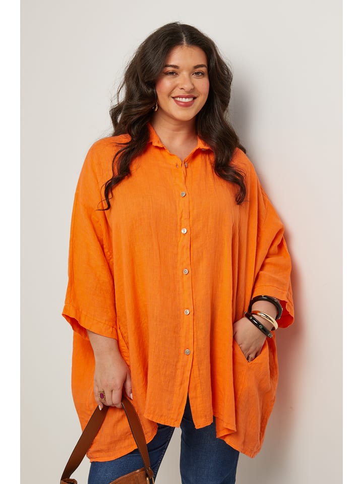 Curvy Lady Lniana koszula w kolorze pomarańczowym rozmiar: 40/42