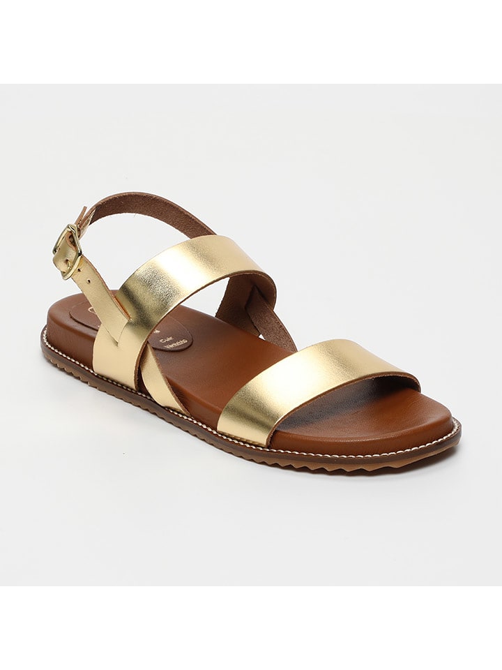 CALANK Skórzane sandały w kolorze złotym rozmiar: 36