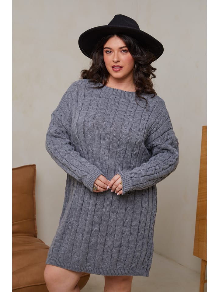 Curvy Lady Sukienka dzianinowa w kolorze szarym rozmiar: 44/46