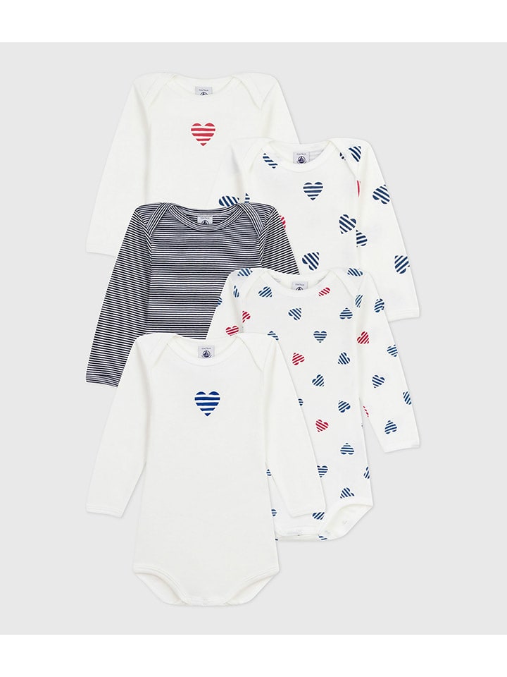 PETIT BATEAU Body (5 szt.) w kolorze granatowo-białym rozmiar: 68