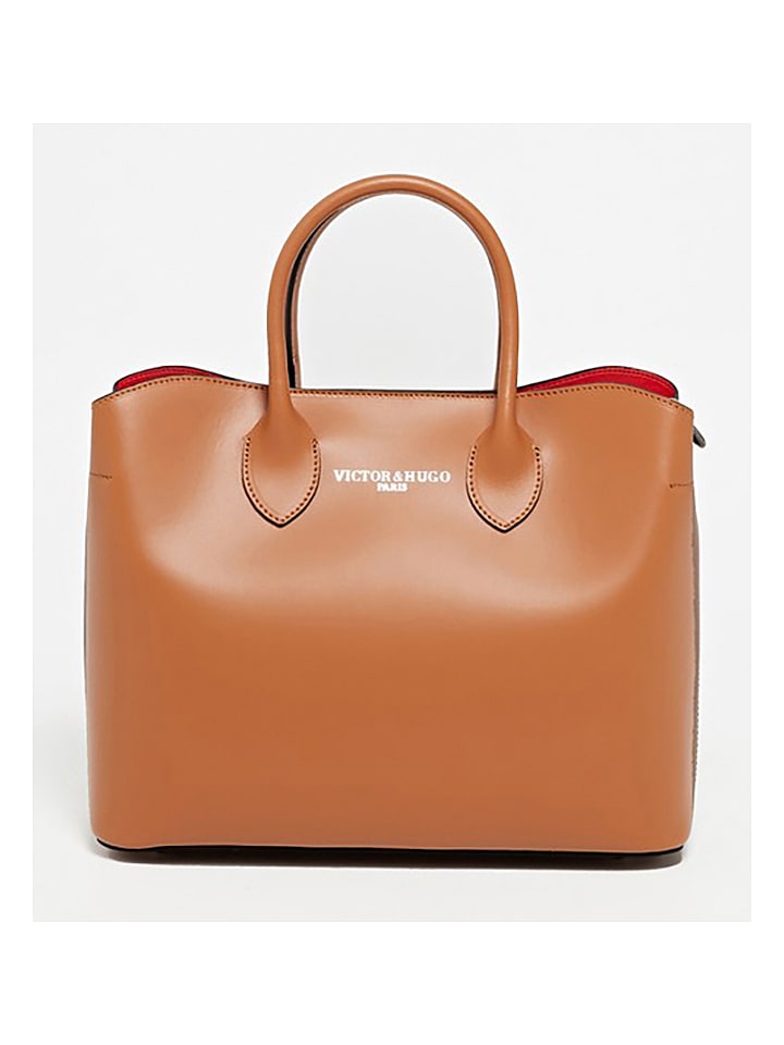 Victor & Hugo Paris Skórzana torebka "Nisa" w kolorze karmelowym - 31 x 25 x 14 cm rozmiar: onesize