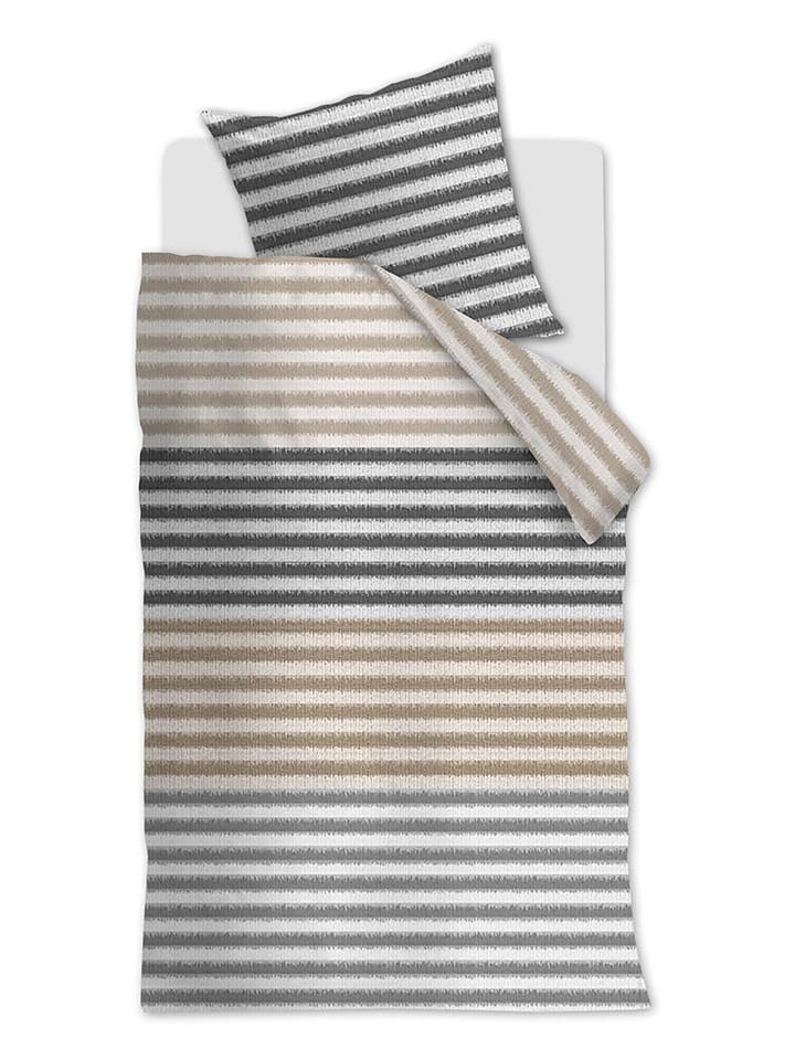 Beddinghouse Komplet pościeli satynowej "Misha" w kolorze beżowo-antracytowym rozmiar: 135x200 cm