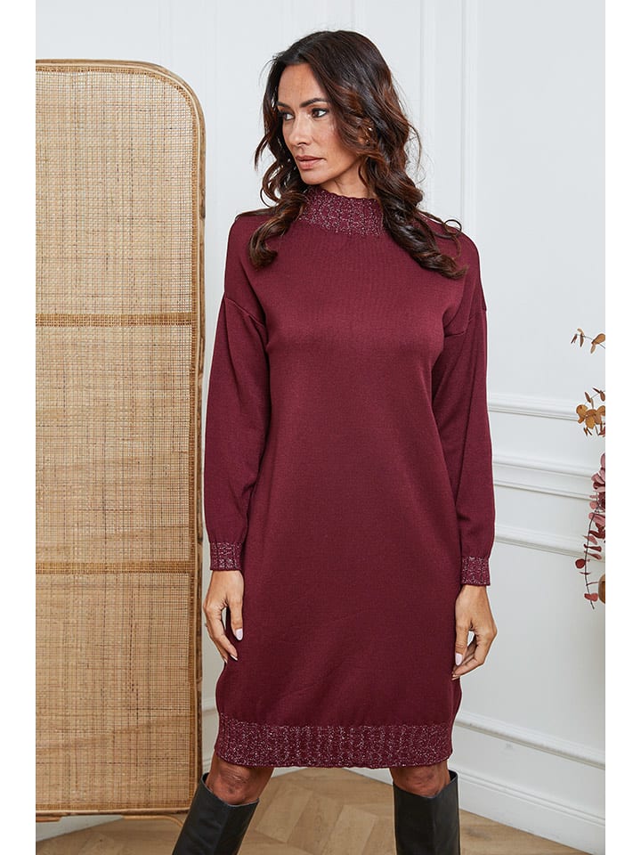 So Cachemire Sukienka dzianinowa "Linoa" w kolorze bordowym rozmiar: XL