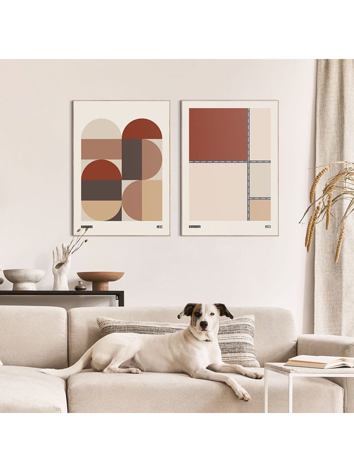 Orangewallz Druki artystyczne (2 szt.) "Bauhaus Autumn" w ramce rozmiar: 50x70 cm