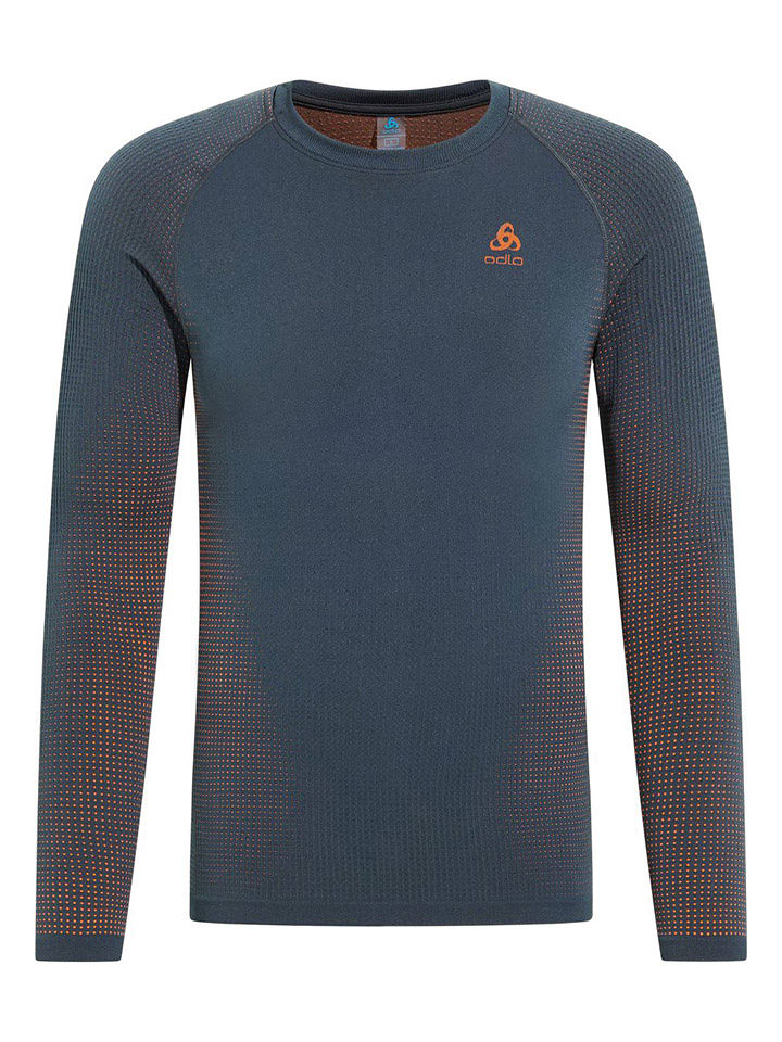 Odlo Podkoszulek funkcyjny "Performance Warm Eco" w kolorze pomarańczowo-granatowym rozmiar: S