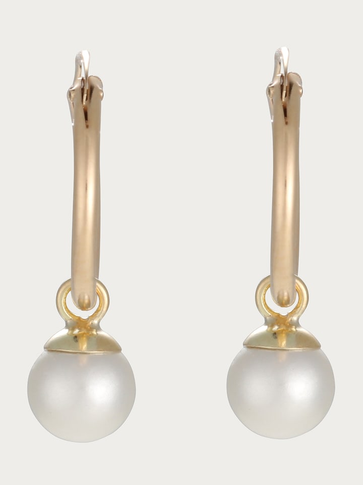 OR ÉCLAT Złote kolczyki-kreole "Isla Perla" z perłami rozmiar: onesize