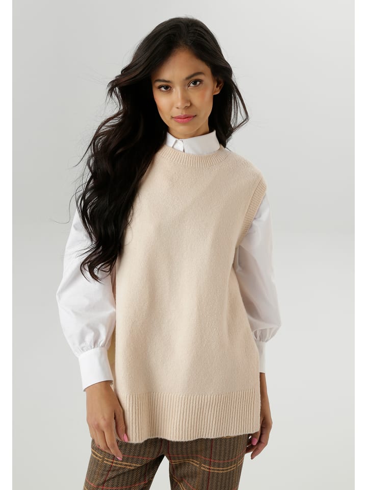 Aniston Bezrękawnik w kolorze beżowym rozmiar: 38