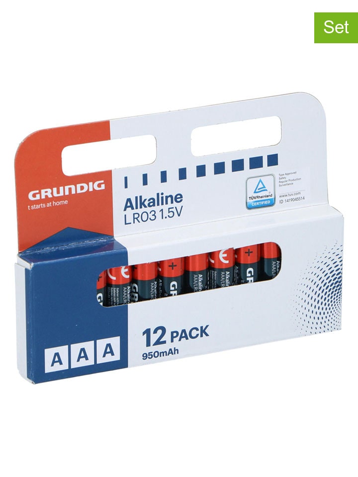 GRUNDIG Baterie alkaliczne (2x 12 szt.) - AAA/LR03 950 mAh rozmiar: onesize