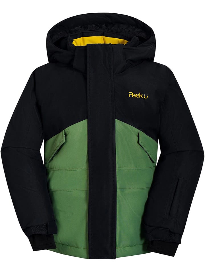 Peek U Zimowa kurtka funkcyjna "Kiran" w kolorze czarno-zielonym rozmiar: 152