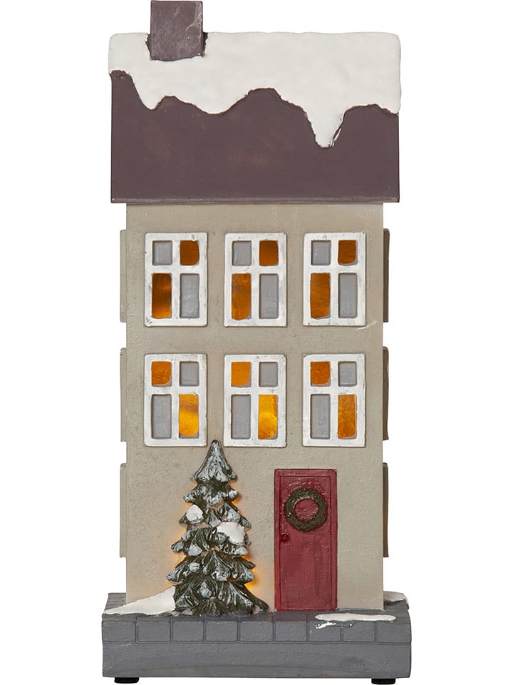 STAR Trading Dekoracja LED "Hus" w kolorze beżowo-brązowym - wys. 10,5 x Ø 24 cm rozmiar: onesize