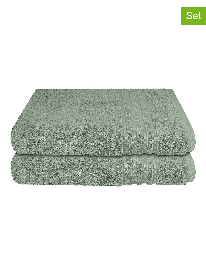 Schiesser Ręczniki prysznicowe (2 szt.) "Milano" w kolorze jasnozielonym rozmiar: 70x140 cm