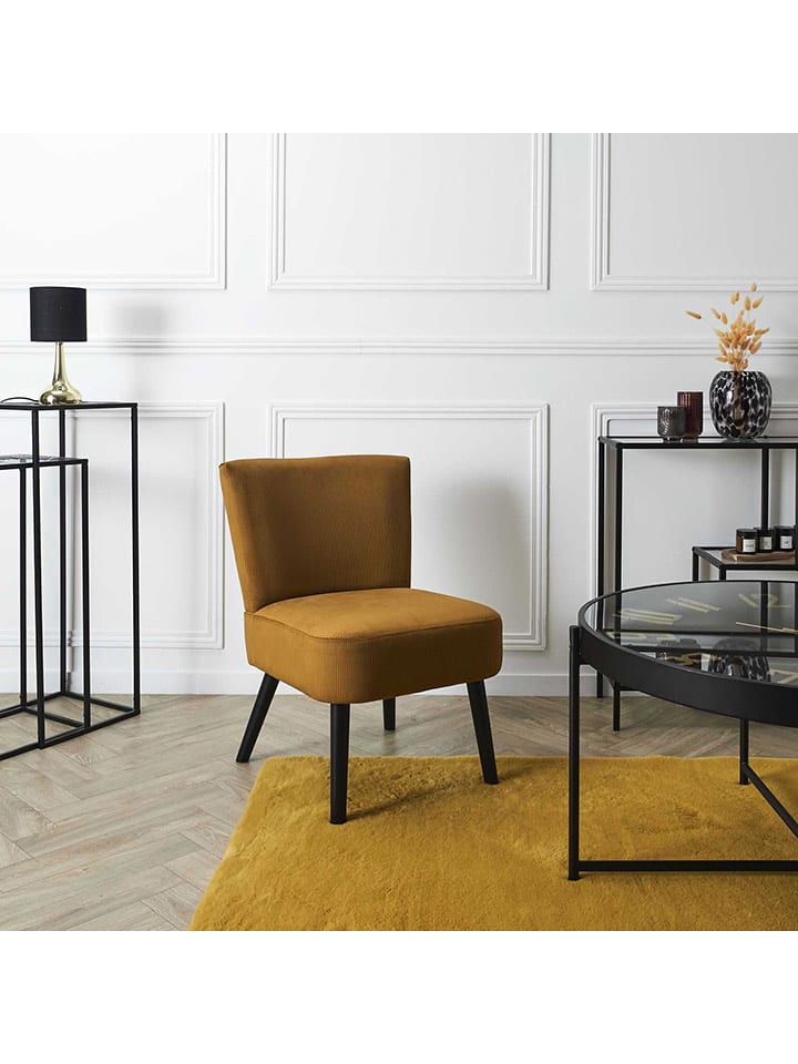 Rétro Chic Fotel w kolorze musztardowym - 55 x 76 x 63 cm rozmiar: onesize