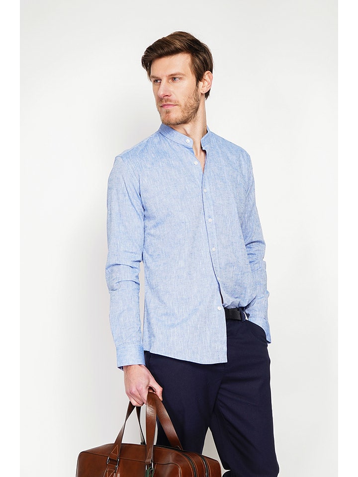 Secret du Lin Lniana koszula w kolorze niebieskim rozmiar: 44