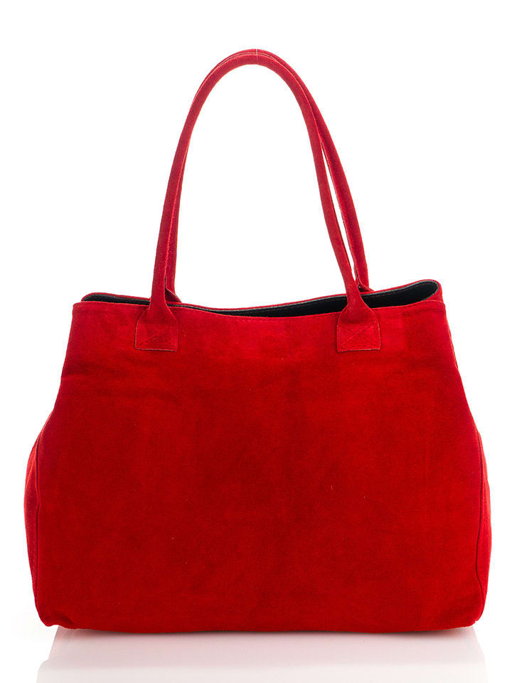ORE10 Skórzany shopper bag "Plaso" w kolorze czerwonym - 41 x 28 x 7 cm rozmiar: onesize