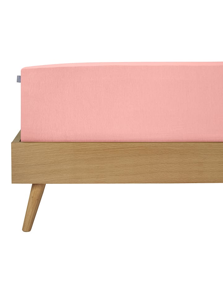 Schiesser Dżersejowe prześcieradło w kolorze jasnoróżowym na gumce rozmiar: 100x200 cm