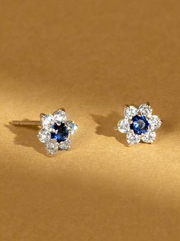 OR ÉCLAT Złote kolczyki-wkrętki "Le Messager Bleu" z cyrkoniami rozmiar: onesize