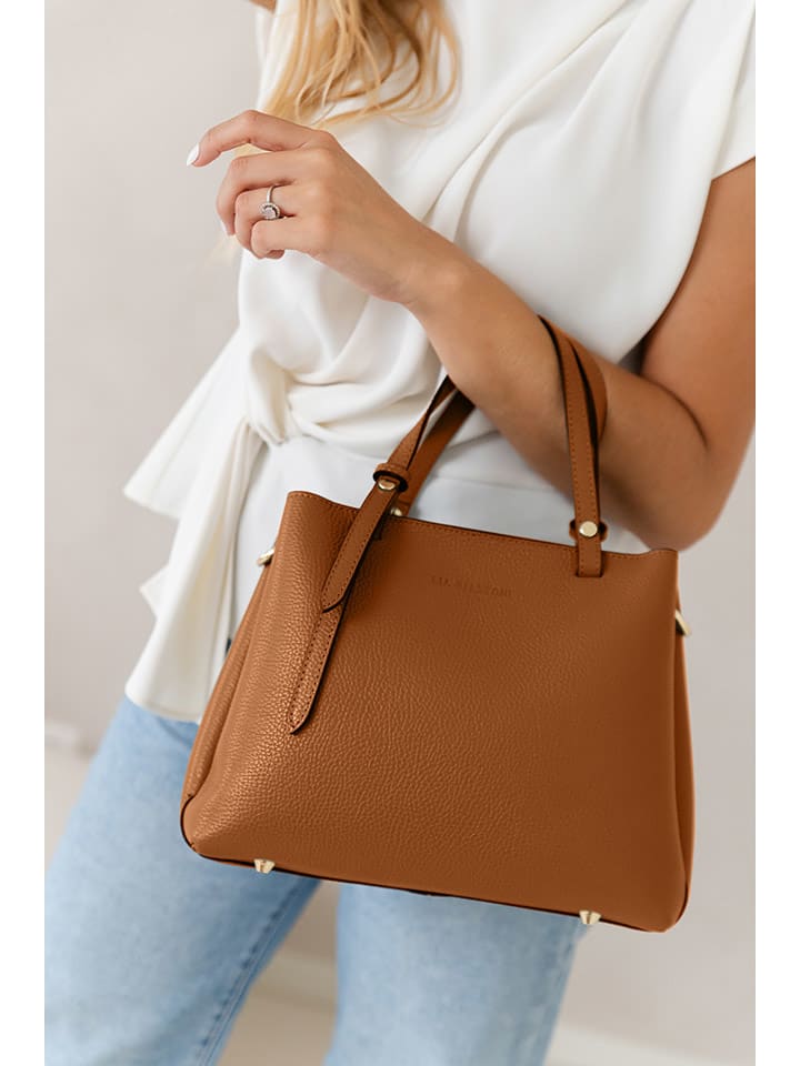 Lia Biassoni Skórzana torebka w kolorze jasnobrązowym - 28 x 21 x 15 cm rozmiar: onesize