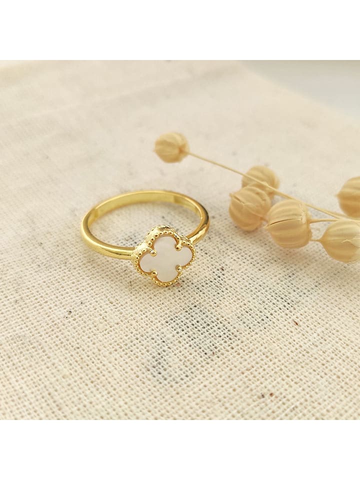 Miu Silver Pozłacany pierścionek z masą perłową rozmiar: 52