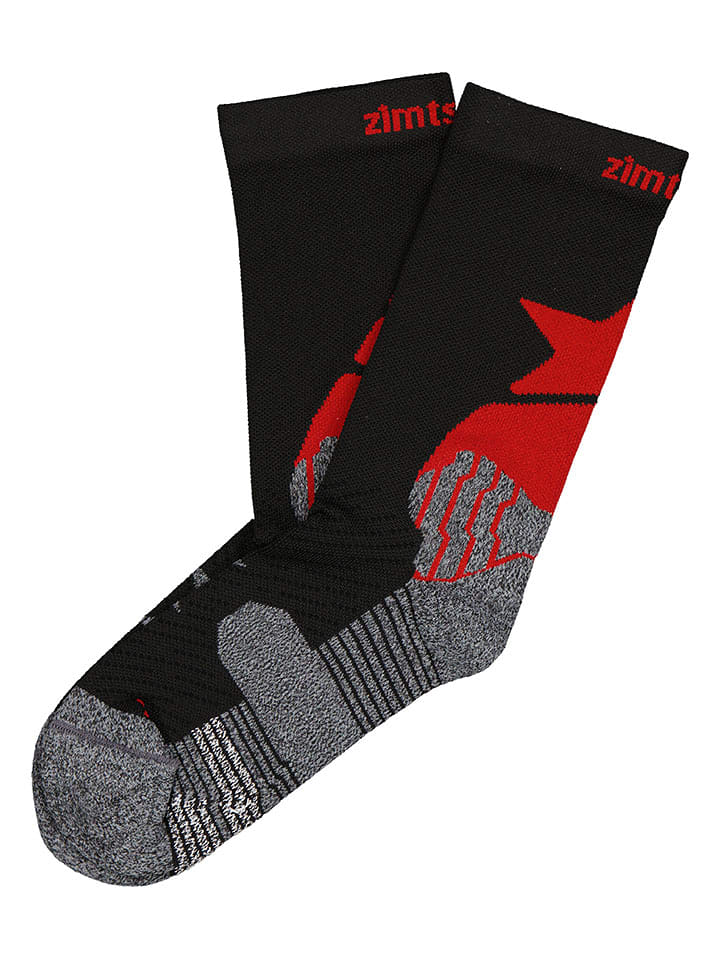 Zimtstern Skarpety sportowe "Techsockz MTB Performance" w kolorze czarno-szaro-czerwonym rozmiar: 40-43