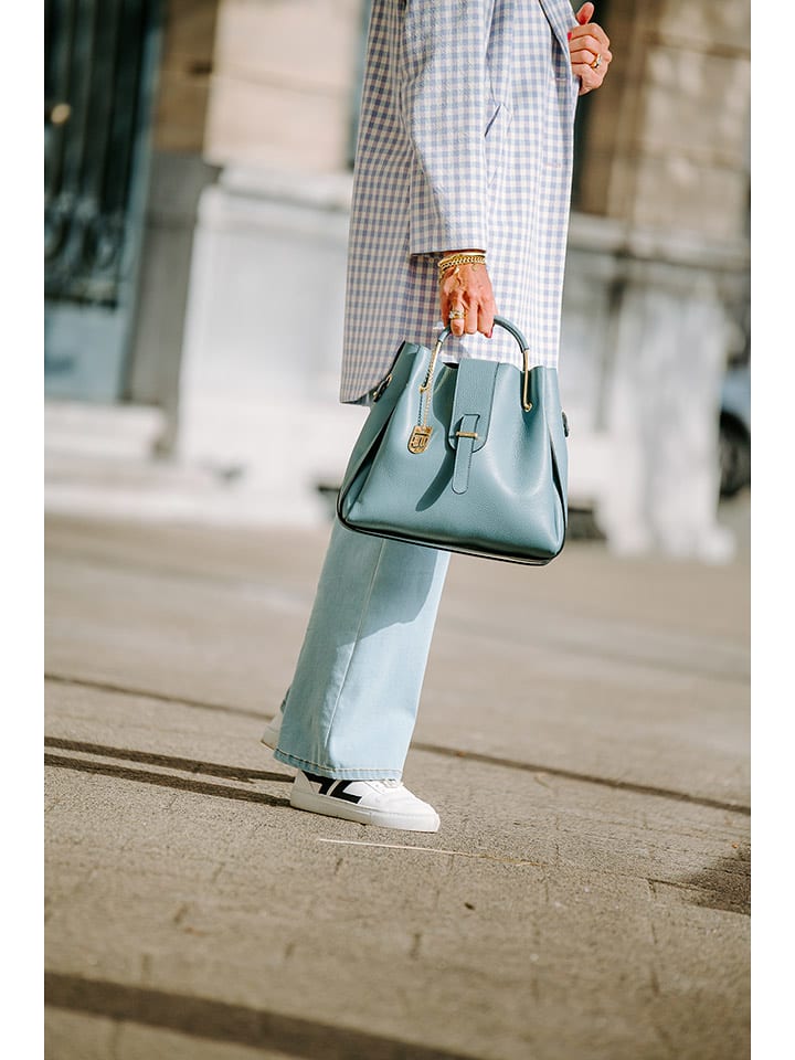 Lucca Baldi Skórzana torebka "Vinci" w kolorze błękitnym - 33 x 28 x 13 cm rozmiar: onesize