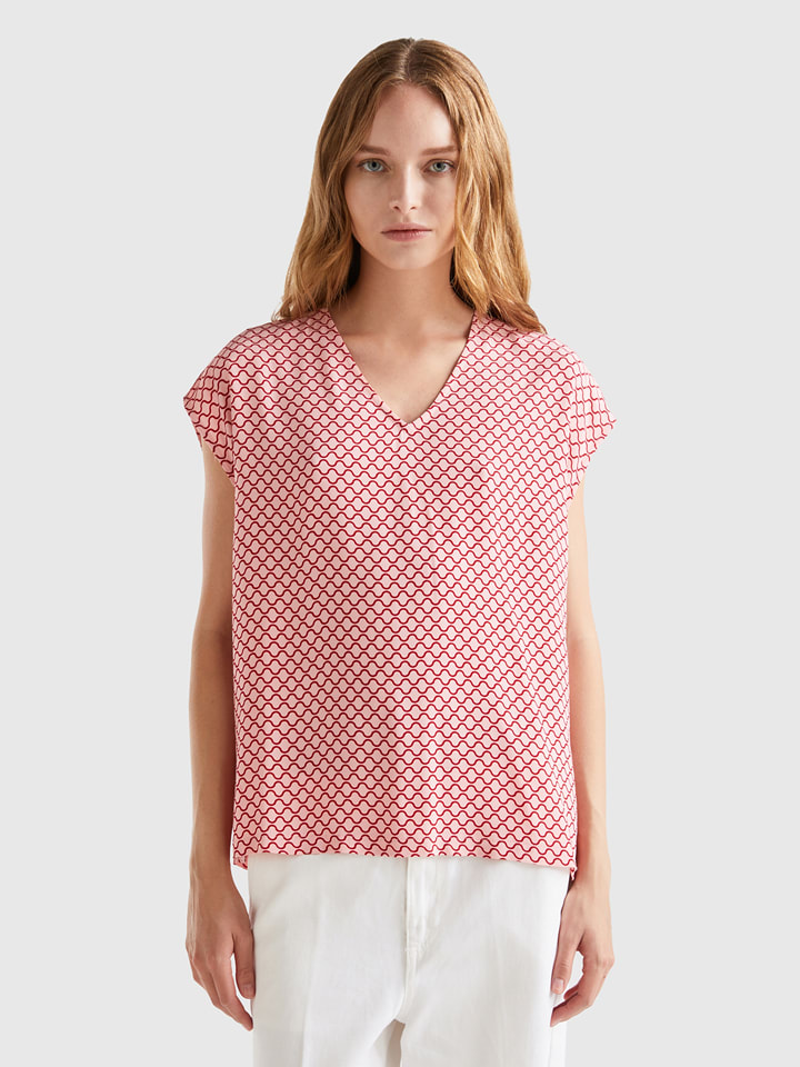 Benetton Bluzka w kolorze jasnoróżowo-czerwonym rozmiar: S