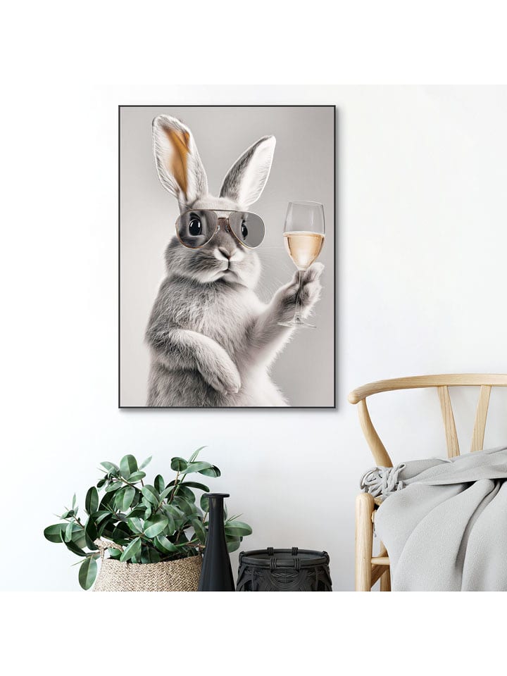 Orangewallz Druk artystyczny "Rabbit Pose" w ramce rozmiar: 50x70 cm