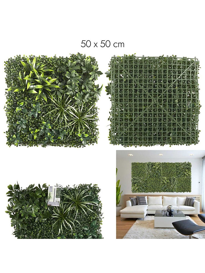 Garden Spirit Panel w kolorze zielonym ze sztucznymi roślinami - 50 x 50 cm rozmiar: onesize
