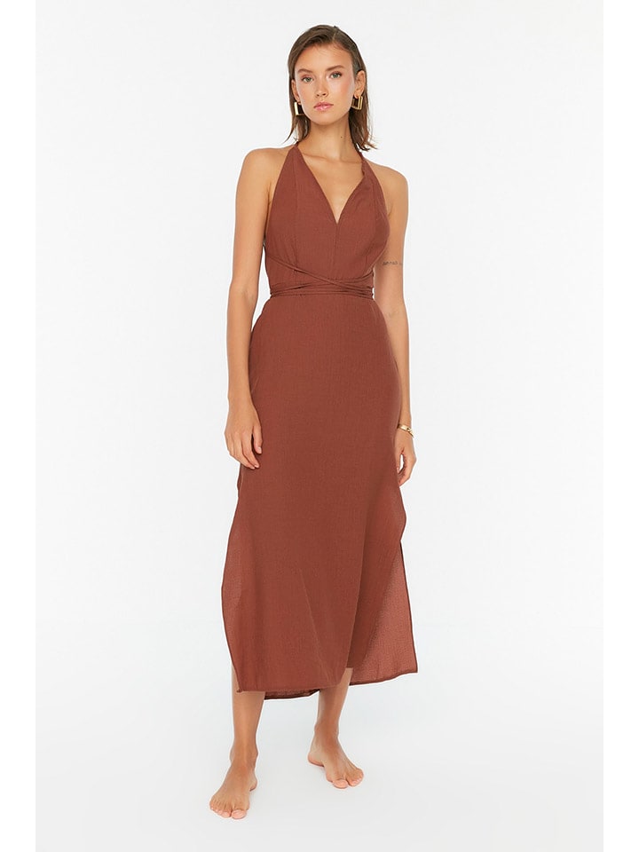 trendyol Sukienka w kolorze ciemnobrązowym rozmiar: 40