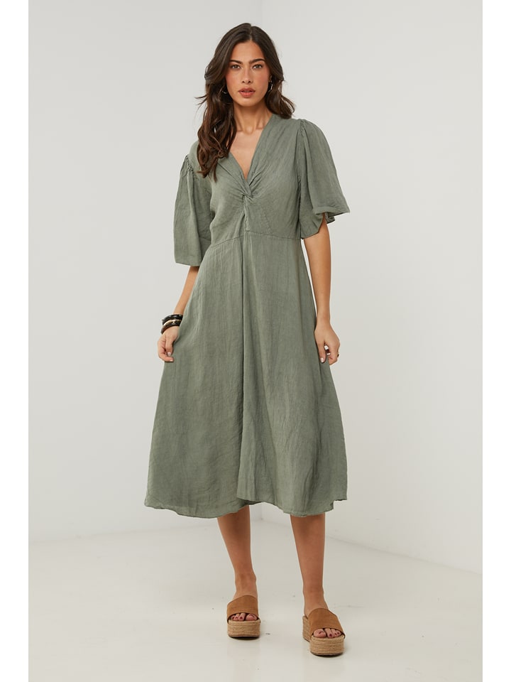 Le Monde du Lin Lniana sukienka w kolorze zielonym rozmiar: 40/42