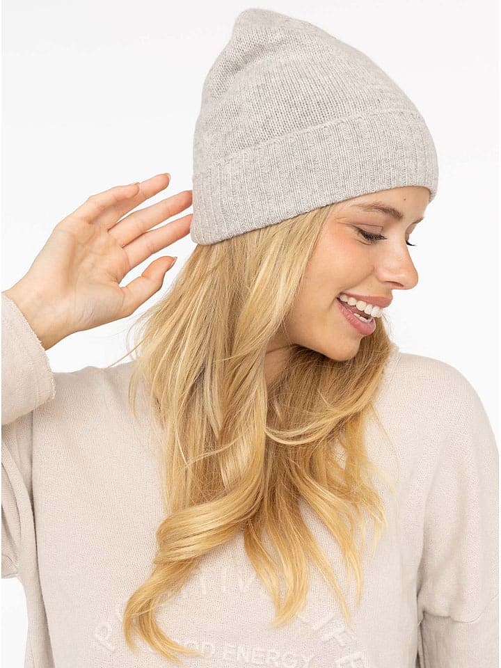 Zwillingsherz Kaszmirowa czapka w kolorze szarym rozmiar: onesize