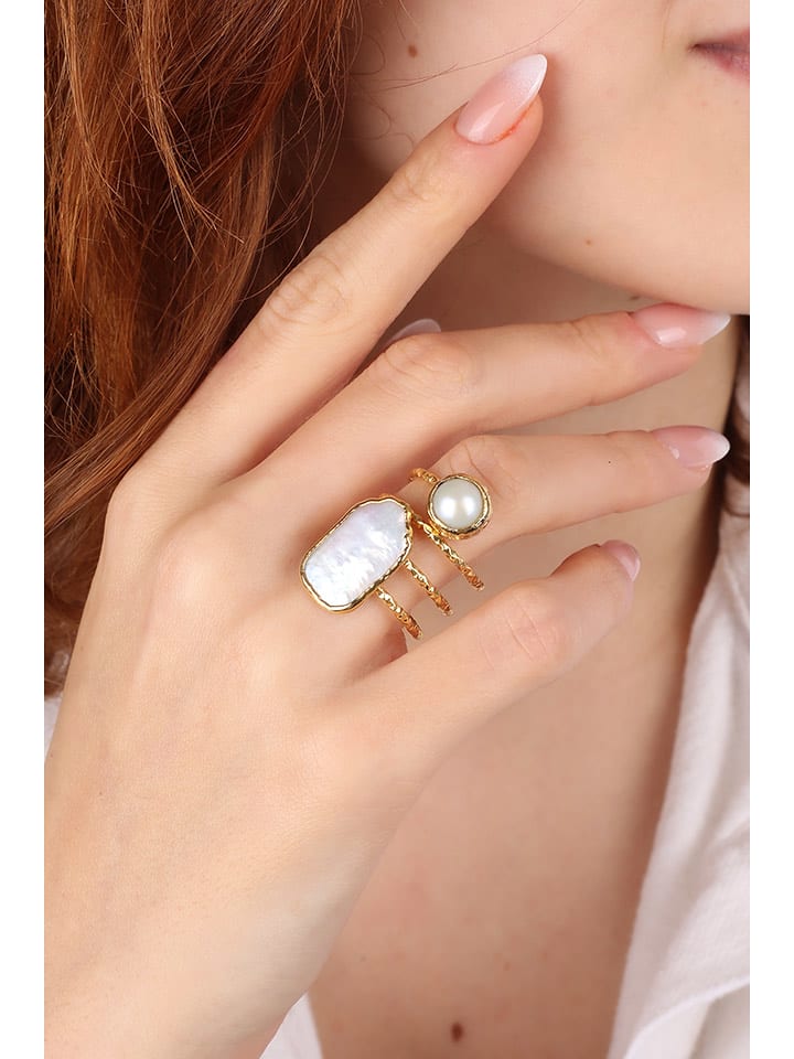 Pierres delicates Pozłacany pierścionek z masą perłową rozmiar: onesize