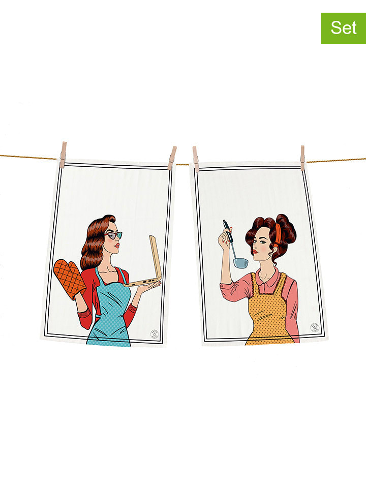 Butter Kings Ściereczki (2 szt.) w kolorze białym ze wzorem do naczyń - 70 x 50 cm rozmiar: onesize