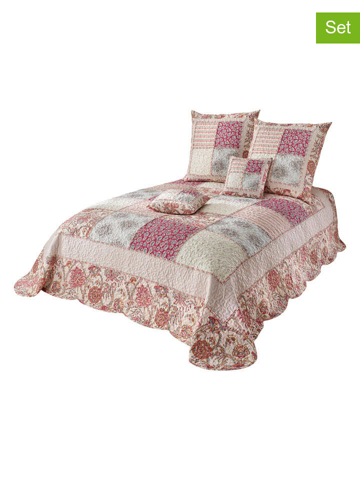 heine home Poszewki (2 szt.) w kolorze beżowo-czerwonym na poduszkę rozmiar: 80x80 cm