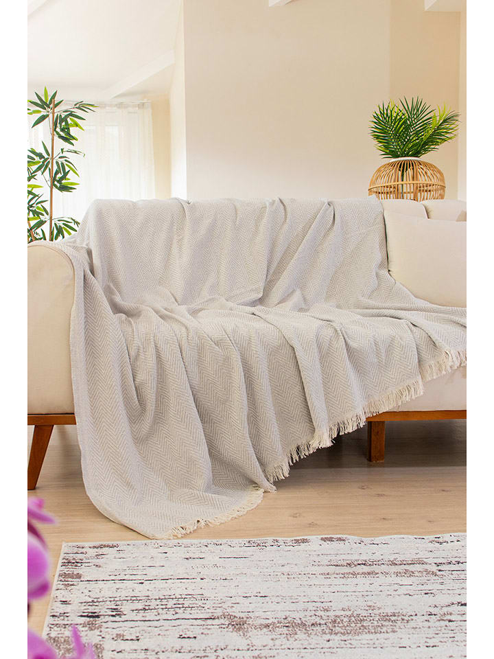 Colourful Cotton Pled w kolorze jasnoszaro-białym rozmiar: 170x200 cm