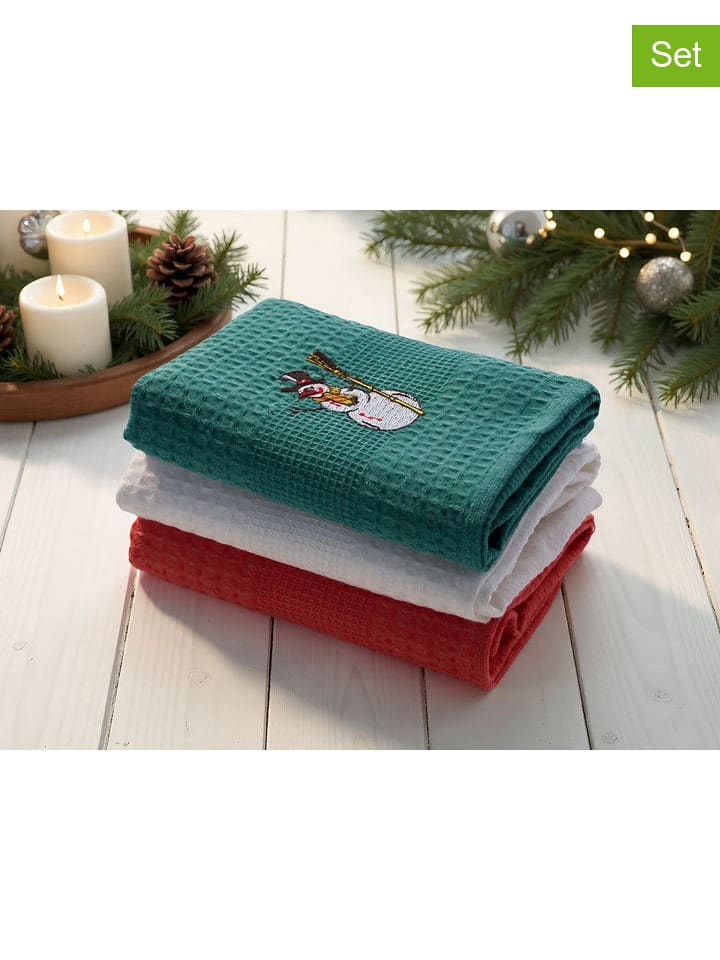 Mijolnir Ściereczki (3 szt.) w kolorze czerwono-biało-zielonym do naczyń rozmiar: 50x70 cm