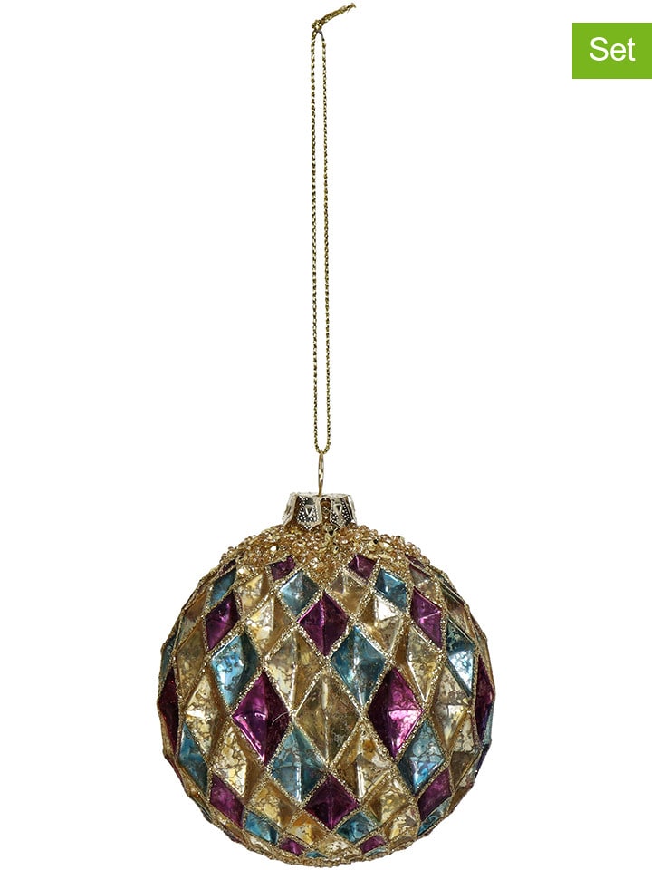 Kersten Bombki (2 szt.) w kolorze złoto-fioletowo-cyjanowym - Ø 8 cm rozmiar: onesize