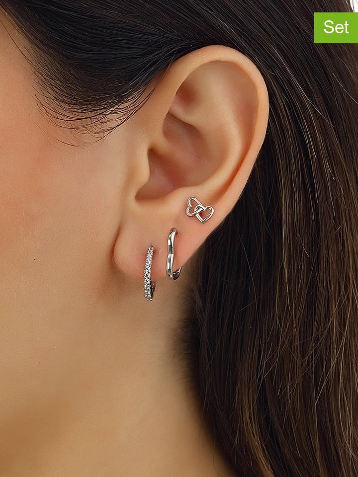 Miu Silver Srebrne kolczyki (3 szt.) z cyrkoniami rozmiar: onesize