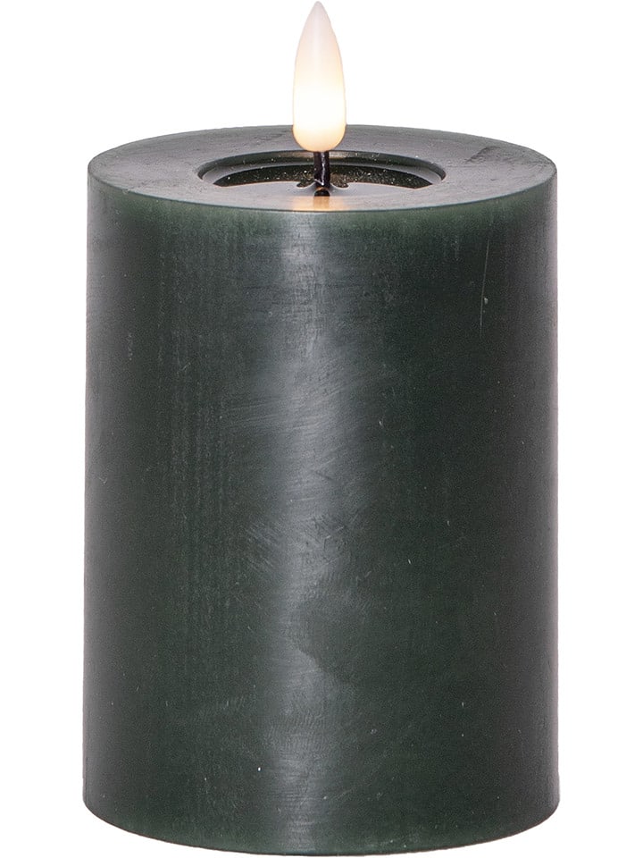 STAR Trading Świecznik LED w kolorze ciemnozielonym - wys. 12,5 x Ø 7,5 cm rozmiar: onesize