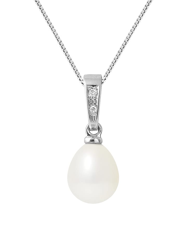 Pearline Złoty naszyjnik z diamentami i perłami słodkowodnymi - dł. 42 cm rozmiar: onesize