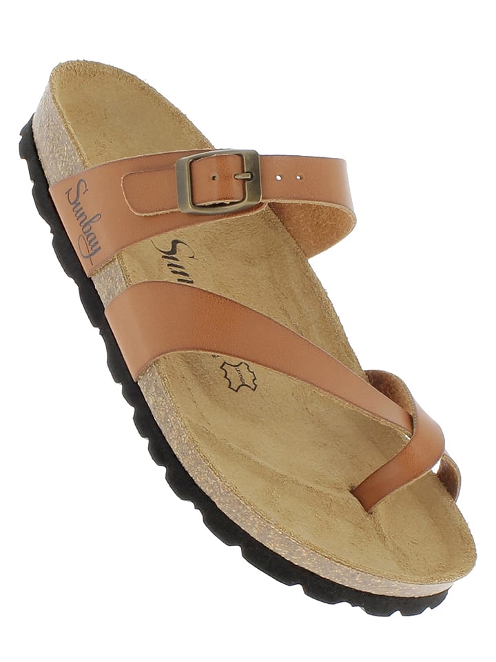 Sunbay Skórzane japonki "Tulipe" w kolorze jasnobrązowym rozmiar: 39