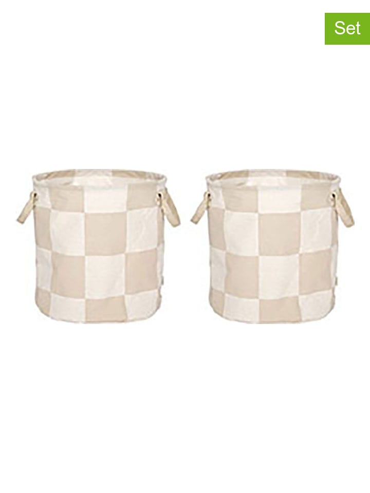 OYOY living design Kosze (2 szt.) "Chess" w kolorze beżowym - wys. 32 x Ø 32 rozmiar: onesize