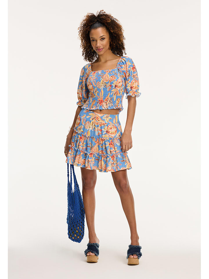 SHIWI Bluzka "Ilsa" w kolorze błękitno-brzoskwiniowym rozmiar: M