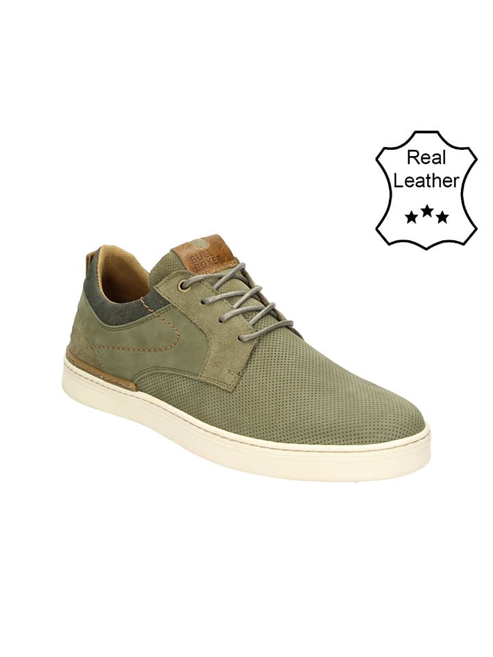 Bullboxer Skórzane sneakersy w kolorze khaki rozmiar: 44