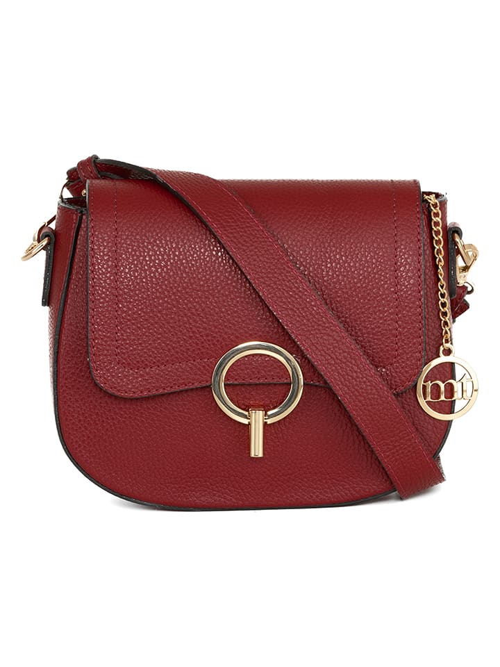 Mia Tomazzi Skórzana torebka "Carracci" w kolorze bordowym - 23 x 18 x 7,5 cm rozmiar: onesize