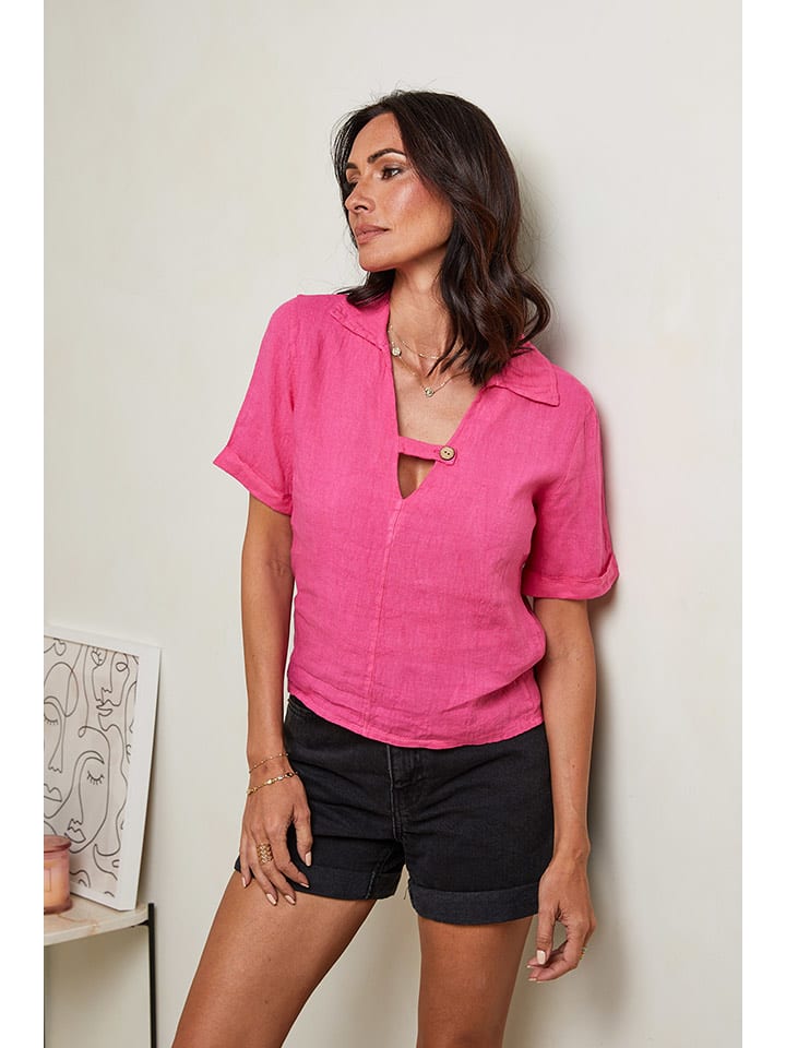 Le Monde du Lin Lniana bluzka w kolorze różowym rozmiar: 38/40