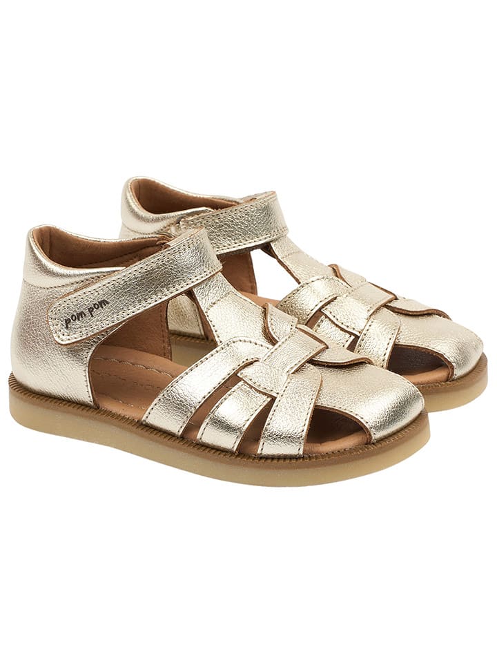 POM POM Skórzane półsandały w kolorze złotym rozmiar: 25