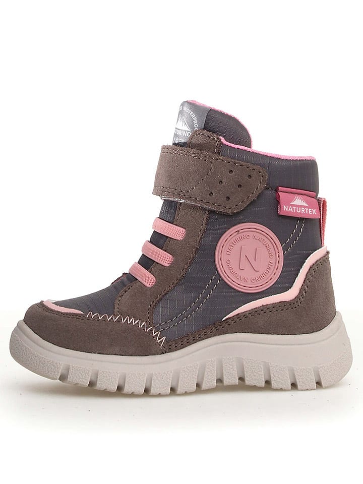 Naturino Botki zimowe "Drezz" w kolorze brązowo-szaro-jasnoróżowym rozmiar: 36